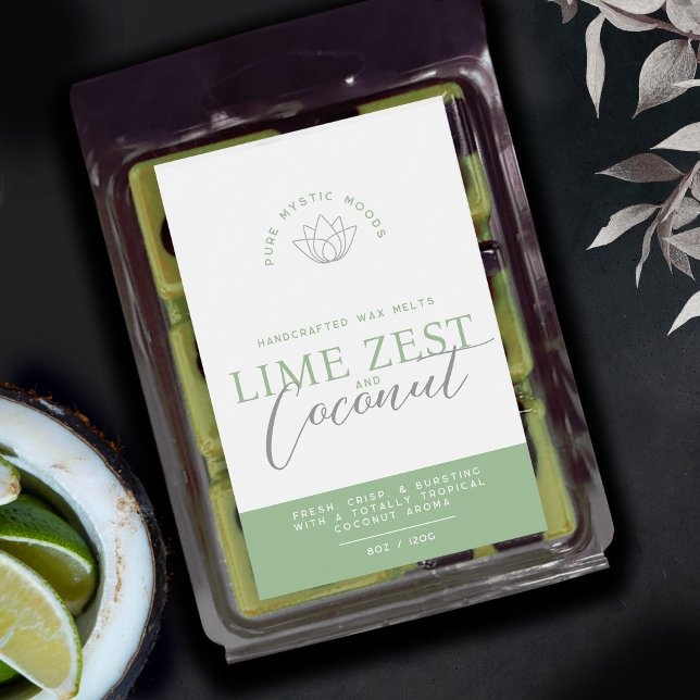 Green lime and coconut wax melts product labels (Creator Uploaded)