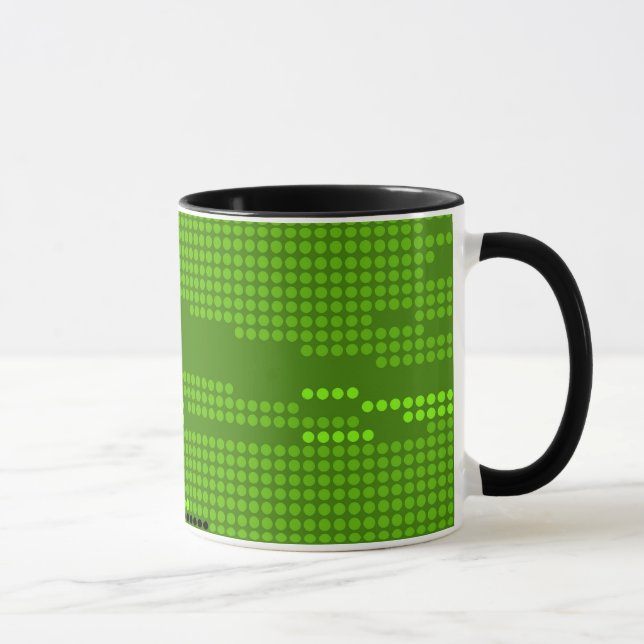 GREEN LIME BLACK NEON RETRO DOTS ART MUG (Right)