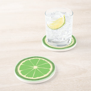 Green lime citrus fruit slice   coaster