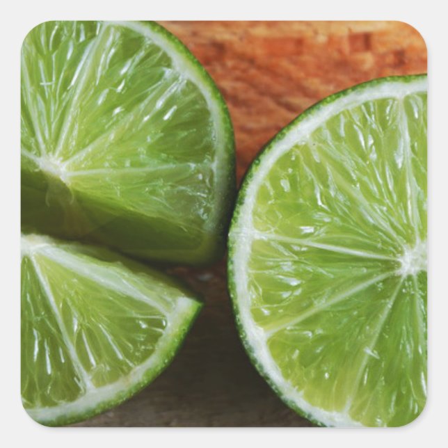 Green Lime Citrus Fruit Vitamin Abstract Square Sticker (Front)