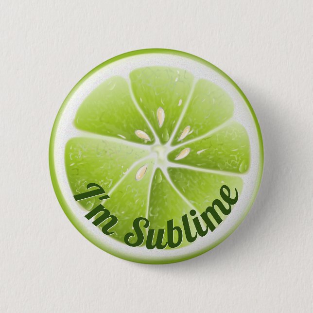 Green Lime Fruit Slice 6 Cm Round Badge (Front)