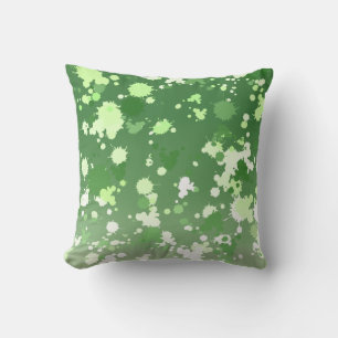 Green Lime Gradient Paint Splash Abstract Cushion