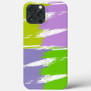 Green Lime Lavender Lilac White Brush Stroke Paint iPhone 13 Pro Max Case