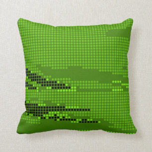 GREEN LIME NEON RETRO DOTS ART CUSHION