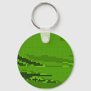 GREEN LIME NEON RETRO DOTS ART KEY RING