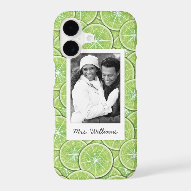 Green Lime Pattern | Add Your Photo (Back)