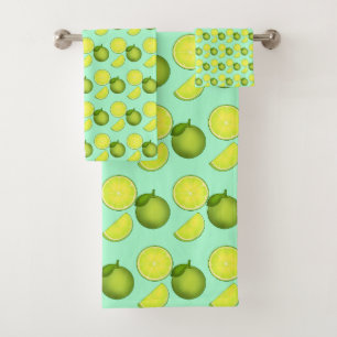 Green Lime Pattern Bath Towel Set