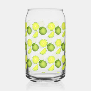 Green Lime Pattern Can Glass