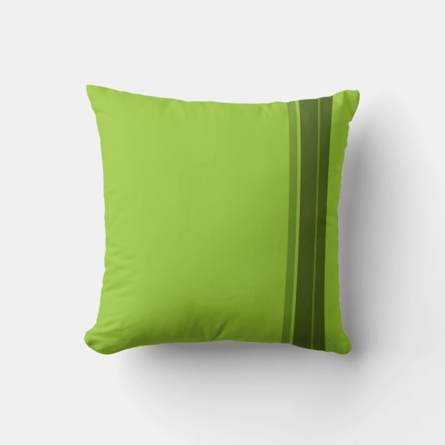 Green Lime Stripes Art Design Abstract Cushion (Front)