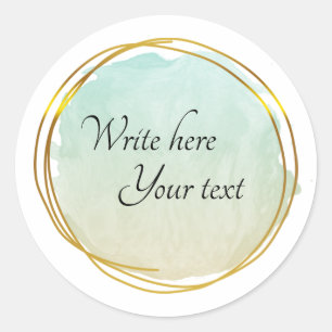Green Lime Watercolour Circle Gold Elegant Classi Classic Round Sticker
