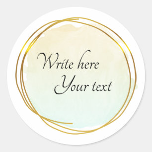 Green Lime Watercolour Circle Gold Elegant  Classic Round Sticker