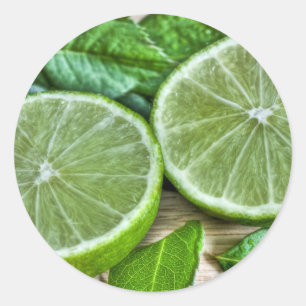 Green Limes and Mint Mojito Classic Round Sticker