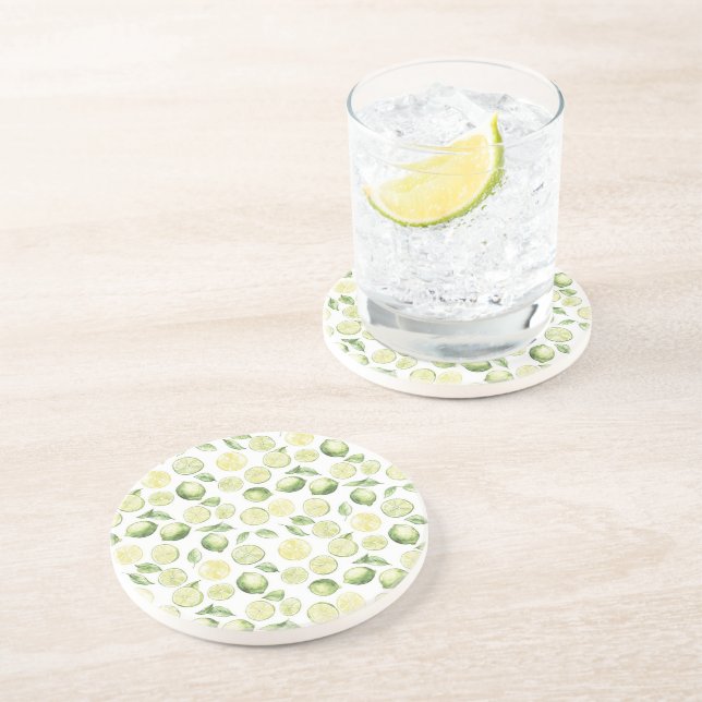 Green Limes Leaves Fruit Coaster (Side)
