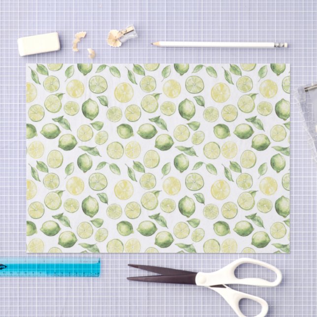 Green Limes Leaves Fruit Tissue Paper (Craft)