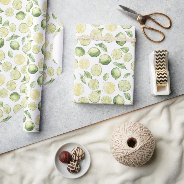 Green Limes Leaves Fruit Wrapping Paper (Crafts)