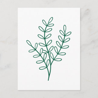 Green line art delicate leaves postcard