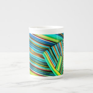 Green Line Illusion Design Bone China Mug