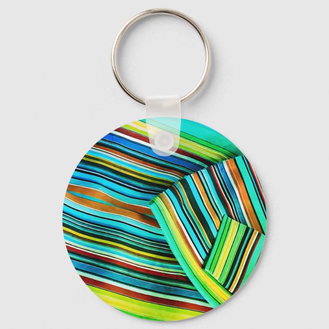 Green Line Illusion Design Key Ring (Front)