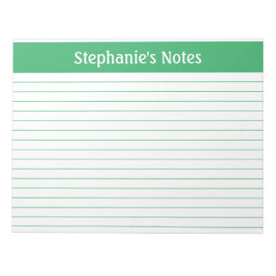 Green Lined 11 x 8.5 Landscape Personalised Notepad
