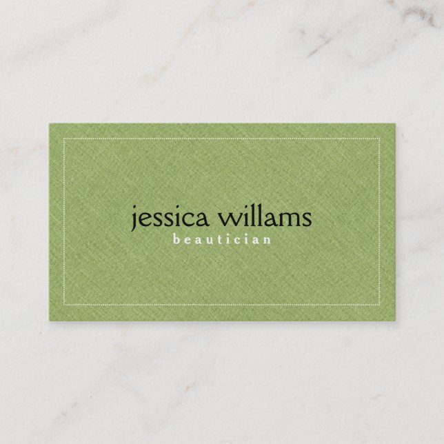 Green Linen Texture Pattern Business Card (Front)