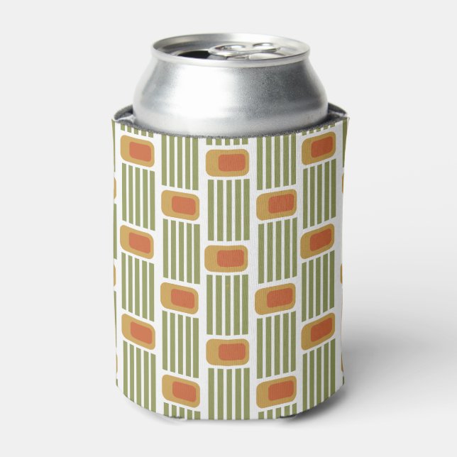Green Lines and Boxes  Can Cooler (Can Front)