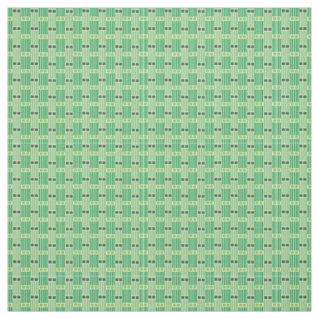 Green Lines and Boxes  Fabric (Swatch)