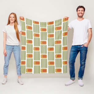 Green Lines and Boxes Fleece Blanket