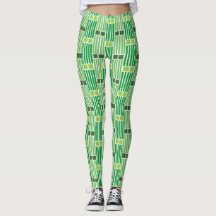 Green Lines and Boxes  Leggings
