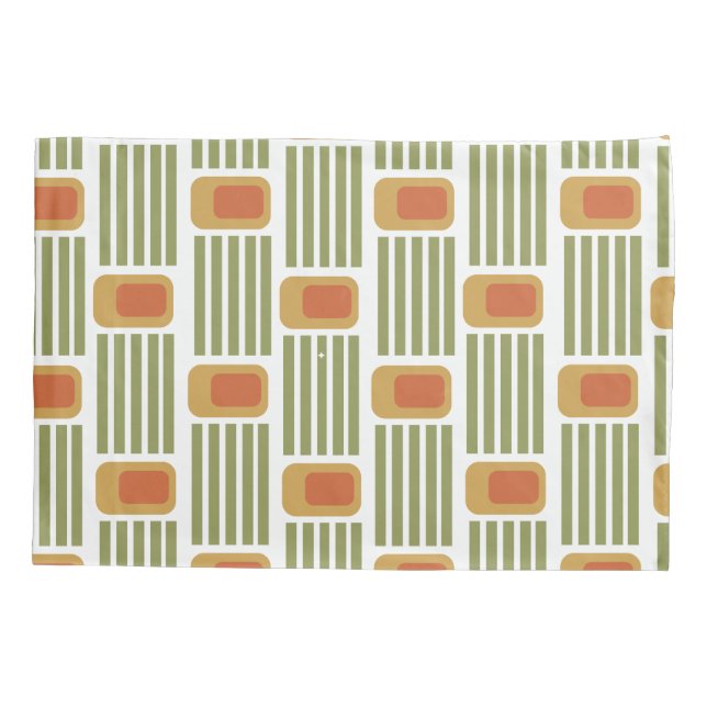 Green Lines and Boxes  Pillowcase (Back)