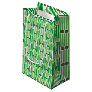 Green Lines and Boxes Small Gift Bag