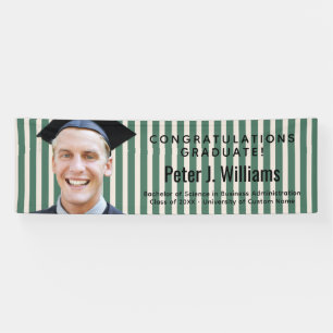Green Lines Custom Photo Congratulations Graduate Banner