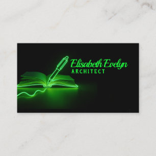 Green Lines of Creation: Pen and Book Business Card