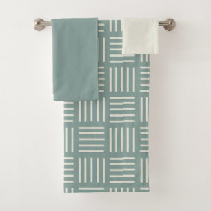 Green Lines Squared Bath Towel Set