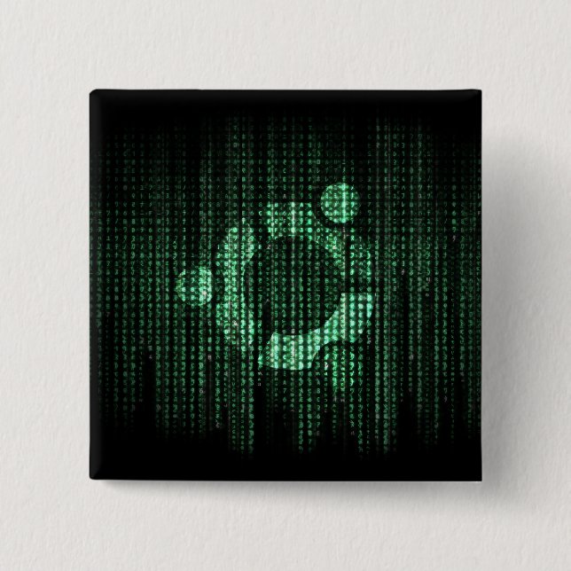Green Linux Terminal 15 Cm Square Badge (Front)
