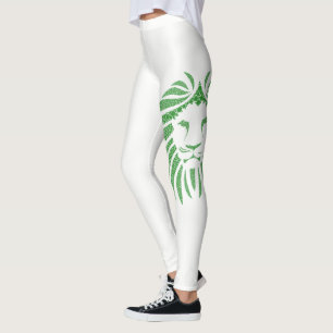 Green Lion Head On Any Colour Leggings