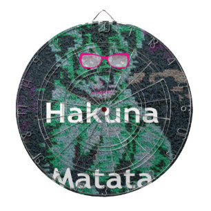 Green Lion with Pink Glasses "Hakuna Matata" Art Dartboard