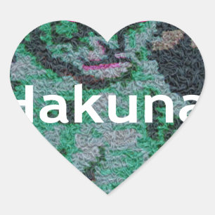 Green Lion with Pink Glasses "Hakuna Matata" Art   Heart Sticker