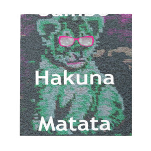 Green Lion with Pink Glasses "Hakuna Matata" Art   Notepad