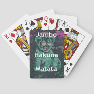 Green Lion with Pink Glasses "Hakuna Matata" Art Playing Cards