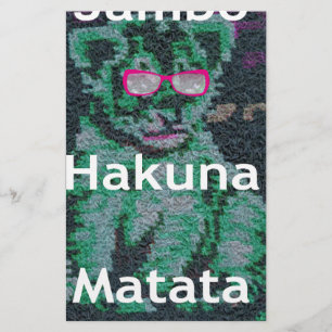 Green Lion with Pink Glasses "Hakuna Matata" Art   Stationery