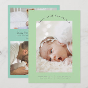 green little arch photo meet modern baby birth announcement