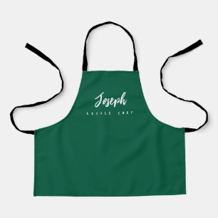 Green Little Chef Script Name personalised Kids Apron
