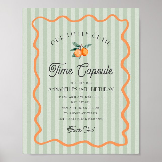 Green Little Cutie Citrus Birthday Time Capsule Poster (Front)