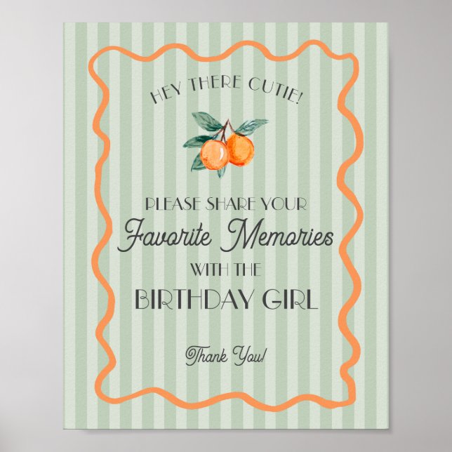 Green Little Cutie Citrus Favourite Memory Birthda Poster (Front)