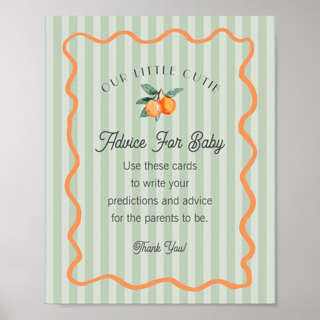 Green Little Cutie Citrus Shower Advice for Baby Poster (Front)
