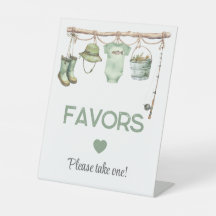 Green Little Fisherman Baby Shower Favours Beige