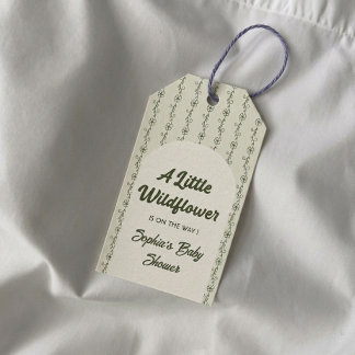 Green Little Wildflower Baby Shower Favour tags