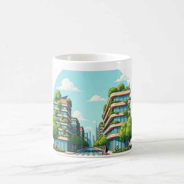 Green living eco freindly sustainable city coffee mug (Center)