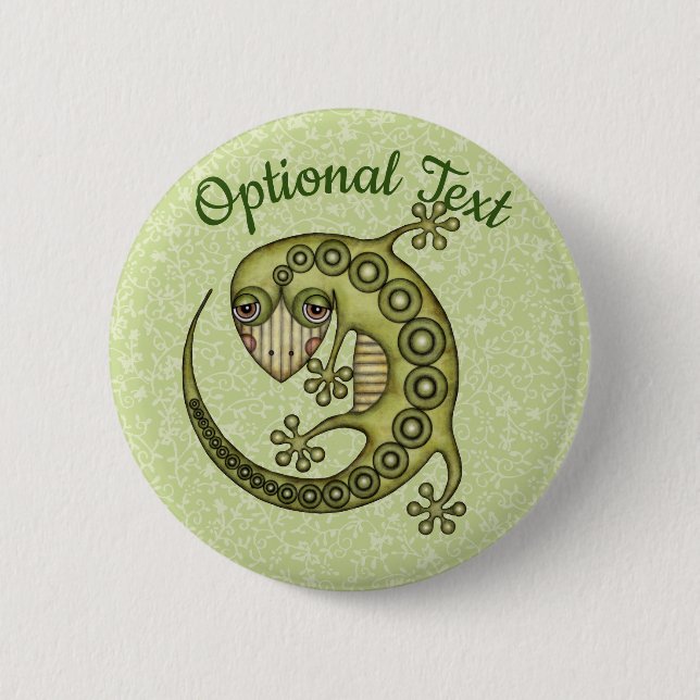 Green Lizard 6 Cm Round Badge (Front)