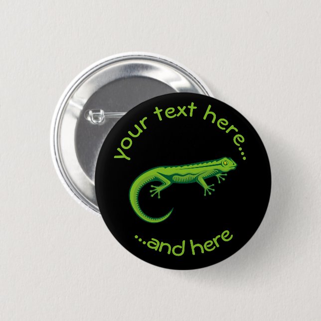 Green Lizard 6 Cm Round Badge (Front & Back)